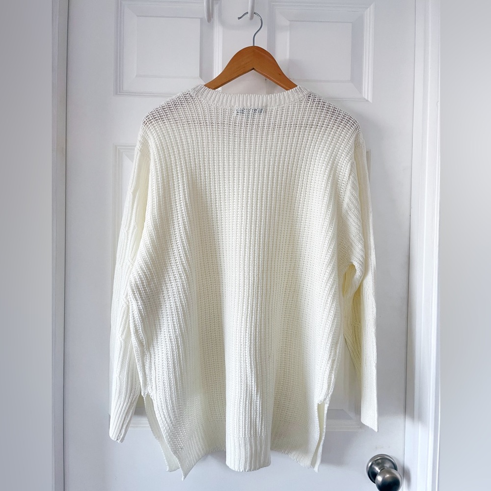 Love Change Italy Women’s Cream Crewneck Cable Knit Sweater 2X NWT - Picture 5 of 7